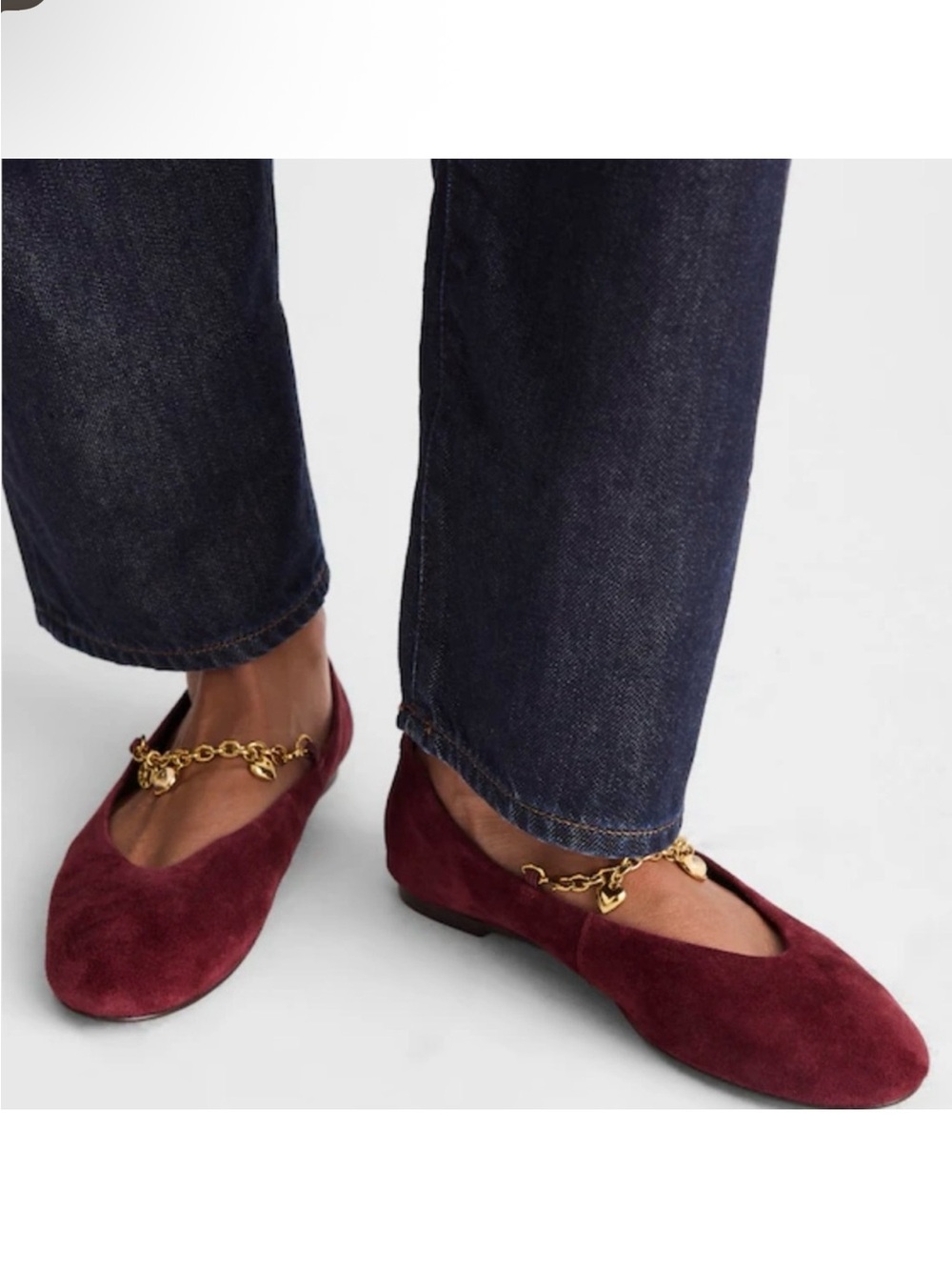 Madewell The Remy Burgundy Maroon Suede Chain Mary Jane Flat - NEW $168